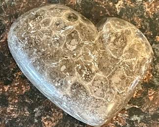 Polished Heart-Shaped Petoskey Stone  - Fossilized Colonial Coral (Hexagonaria Percarinata)
