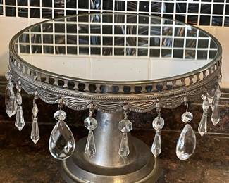 MIRRORED CAKE STAND WITH CRYSTALS