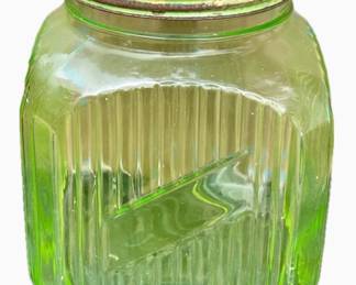 ANTIQUE 1920's-30's ANCHOR HOCKING URANIUM GLASS GALLON HOOSIER JAR
