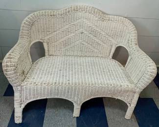 VINTAGE WICKER BENCH