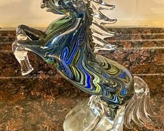 DYNASTY GALLERY "HAND FUSED by VINCI" GLASS HORSE FIGURE
