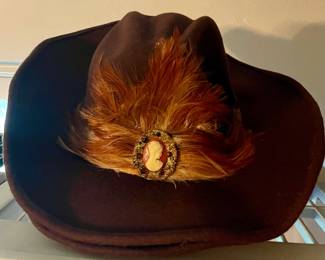 VINTAGE FEATHERED HATS WITH CAMEO