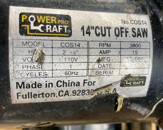 POWER PRO CRAFT 14" CUT OFF SAW
