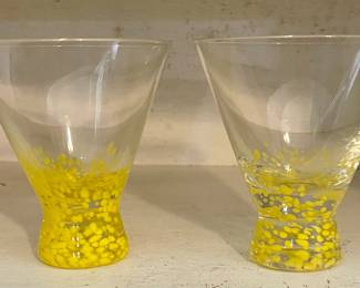 VINTAGE DANSK "VIVACIOUS" YELLOW CONFETTI CORDIAL /COCKTAIL GLASSES