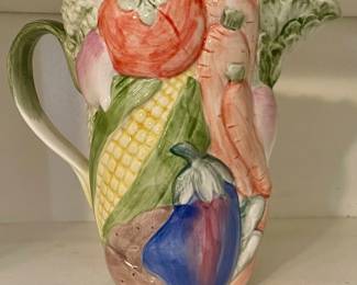 1986 FITZ & FLOYD "VEGETABLE GARDEN" 48 OZ. CERAMIC PITCHER