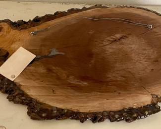 VINTAGE 2004 FRITZ-SCHMIDT LAQUERED LIVE EDGE WOOD WALL ART - TOOELE, UTAH