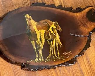 VINTAGE 2004 FRITZ-SCHMIDT LAQUERED LIVE EDGE WOOD WALL ART - TOOELE, UTAH