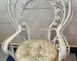 VINTAGE WICKER FAN-BACK CHAIR