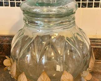 VINTAGE PIER 1 POTBELLY PUMPKIN JAR paired with METAL STAND/CANDLE BASE PARTYLITE