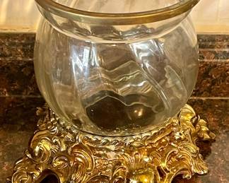 BRASS/GLASS CENTERPIECE CANDLE HOLDER