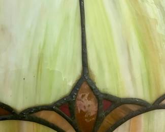STUNNING LARGE ANTIQUE SLAG GLASS LAMP SHADE