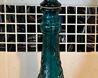 VINTAGE TEAL ITALIAN EMPOLI GENIE BOTTLE DECANTER