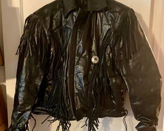 FRINGED LEATHER RIDING JACKET