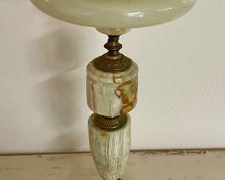 HOLLYWOOD REGENCY-STYLE SMOKING STAND - GREEN ONYX MARBLE & BRASS