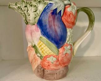 1986 FITZ & FLOYD "VEGETABLE GARDEN" 48 OZ. CERAMIC PITCHER