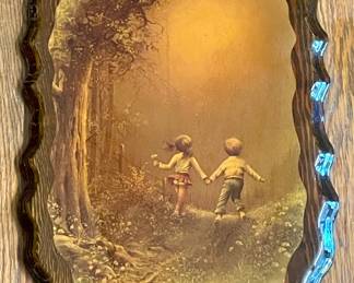 VINTAGE LAQUERED WOODEN PLAQUE WALL ART