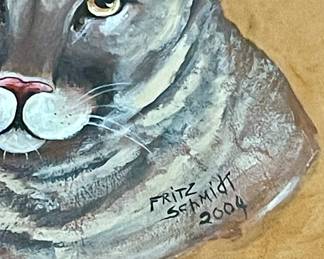 VINTAGE 2004 FRITZ-SCHMIDT COUGAR on LEATHER DREAM CATCHER