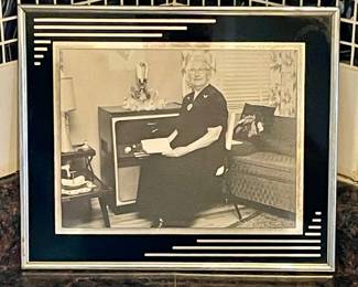 VINTAGE EBONY/SILVER TONE PICTURE FRAME