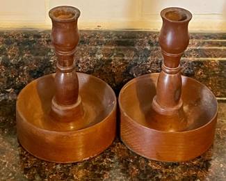 VINTAGE WOODEN CANDLESTICKS