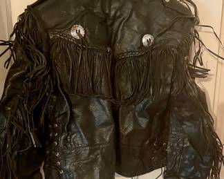 FRINGED LEATHER RIDING JACKET