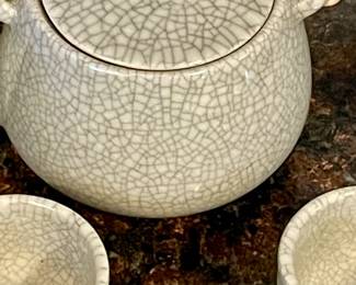 VINTAGE CRACKLE FINISH TEA SET