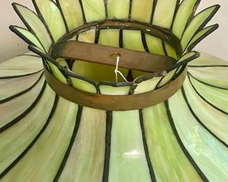 STUNNING LARGE ANTIQUE SLAG GLASS LAMP SHADE