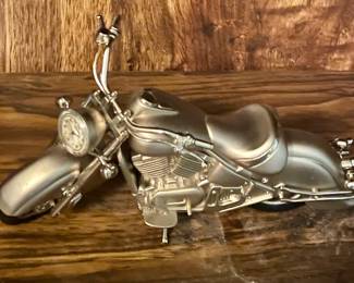 MOTORCYCLE FIGURE WITH CLOCK "HEADLIGHT"