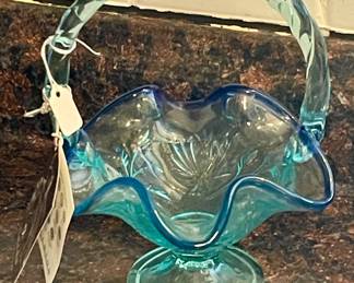 VINTAGE FENTON "TRANQUILITY" BLUE BASKET