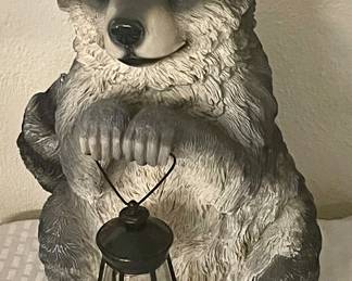 RACCOON with LANTERN YARD ART