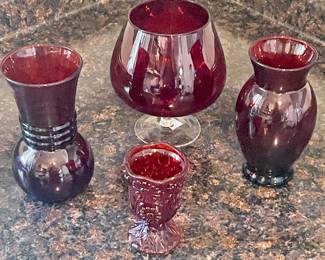 VINTAGE RUBY RED GLASSWARER