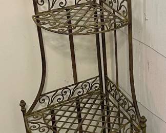 WROUGHT IRON CORNER SHELF UNIT