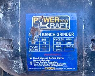 POWER PRO CRAFT BENCH GRINDER