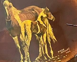 VINTAGE 2004 FRITZ-SCHMIDT LAQUERED LIVE EDGE WOOD WALL ART - TOOELE, UTAH