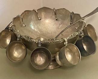 VINTAGE SILVER PLATE PUNCH SET