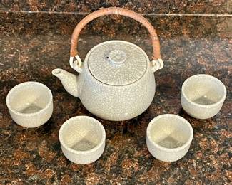VINTAGE CRACKLE FINISH TEA SET