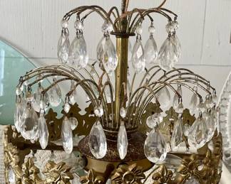 Vintage 1960’s Hollywood Regency-Style Brass &  Crystal Waterfall Chandelier  Manufactured by Loevsky & Loevsky White Metal Casting Co.