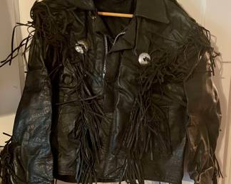 FRINGED LEATHER RIDING JACKET