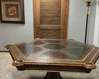 Leather top game table. ( Beautiful item )