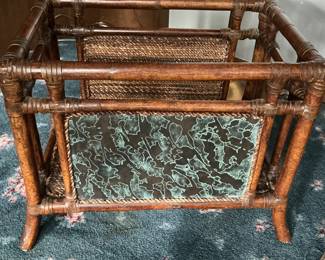 Vintage Bamboo with wicker magazine stand.