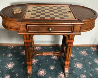Vintage Bamboo and Wicker chess table.