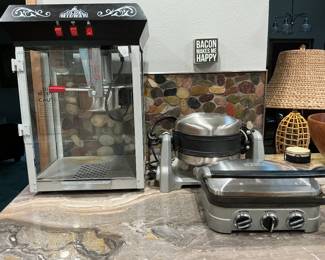 Counter top popcorn machine - Willian Sonoma waffle maker -Cuisinart Panina Grill .
