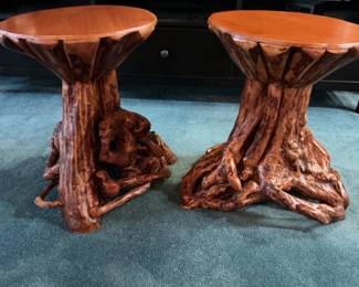 A pair of Azalea root side tables