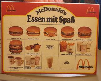 1980's German McDonalds Tray Placemat Liner Menu