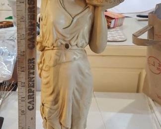 Vtg Marwal chalkware statue and planter vase