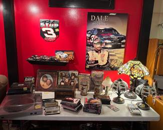 More nascar with turn table and Tiffany style lamps