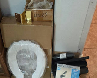 Lot 73: Toilet seat, USB network adapter, and hardware components