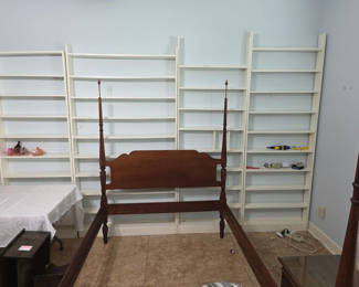 Lot 22: White wooden shelves x 4