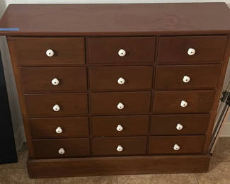 Lot 109: Wooden apothecary chest with 15 drawers