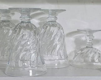 Lot 5: Spiral-ribbed clear glass stemware set