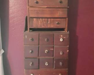 Little chest  stacked on Old spice rack 